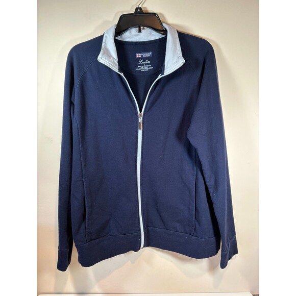 Bermuda Sands Pullover Navy Blue Zip Light Jacket Women’s Large EUC - Picture 1 of 4